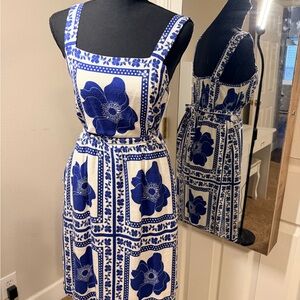 Draper James Blue and White Floral Midi Dress